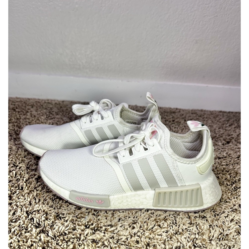Adidas NMD_R1 Women's Size 7.5 White Grey Pink Rose Shoes Sneakers